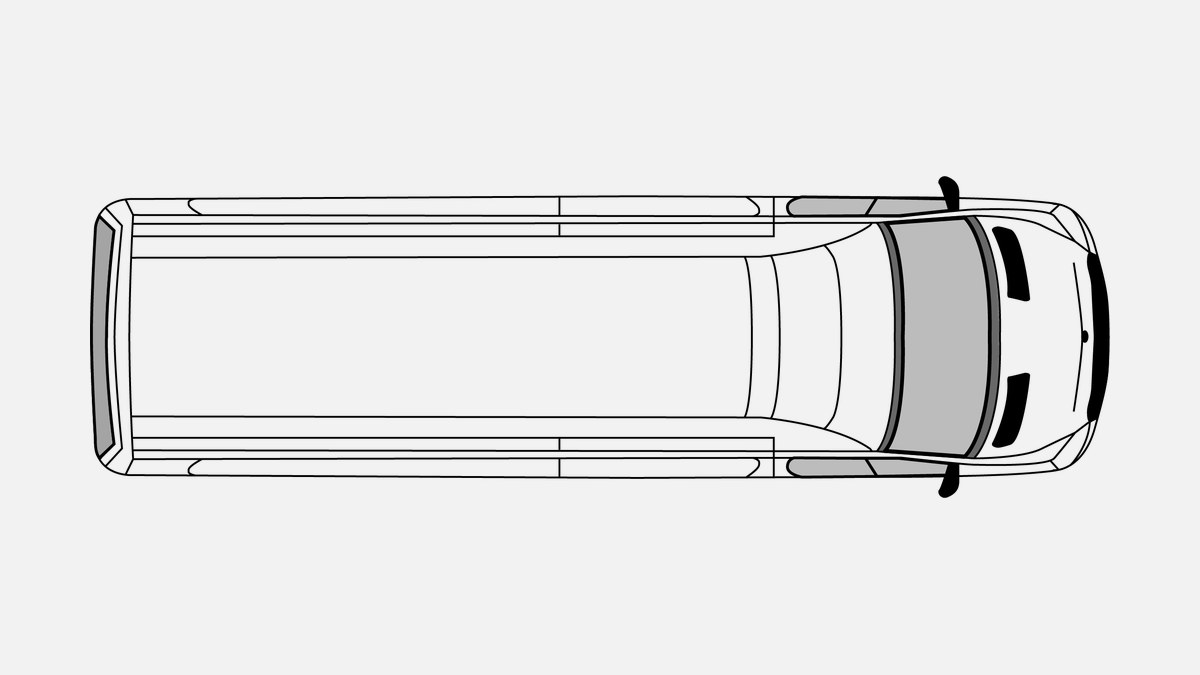 Fahrzeug von oben, wie es die Fahrzeugkontrolle der WUMS App zeigt