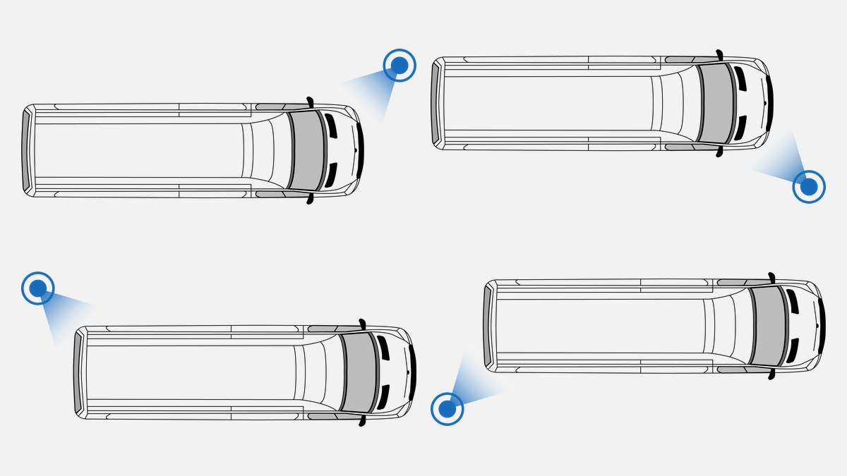 Die vier Ansichten aus der Fahrzeugkontrolle der WUMS App